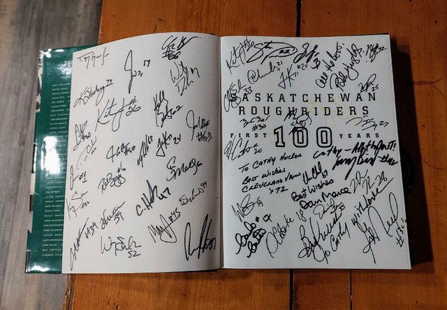 Saskatchewan Roughriders first 100 years signed copy in Arts & Collectibles in Leamington - Image 3