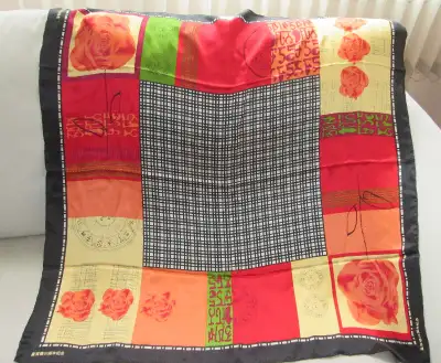Scarf  Foulard Beautiful Silk Carre en soie Asian Motif, View more