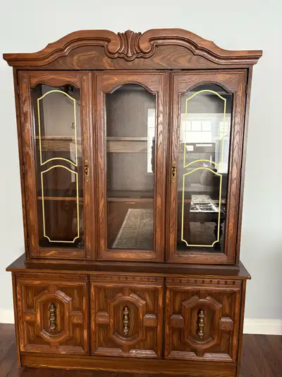 Good condition 2 piece display cabinet. Asking $250 obo.