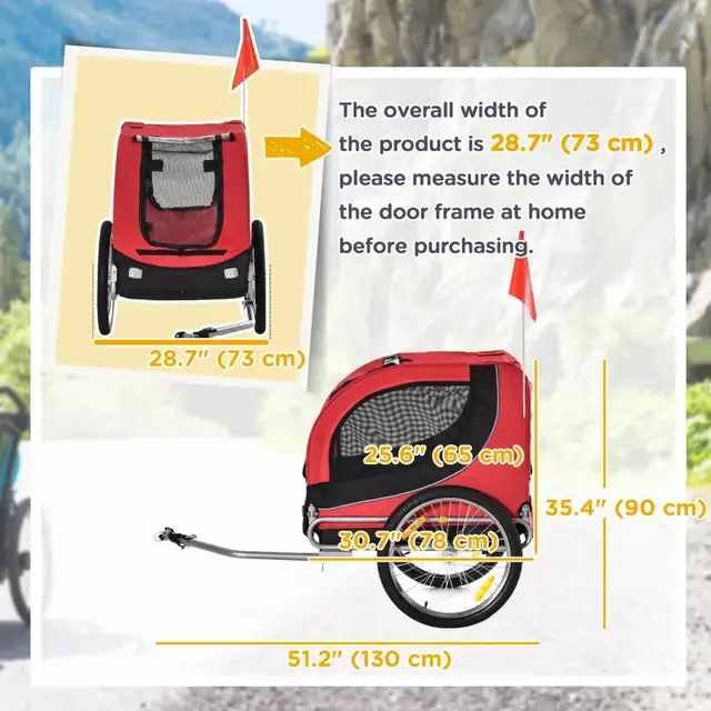 Dog Bike, Trailer Pet Cart, Red Color  in Other in Markham / York Region - Image 4