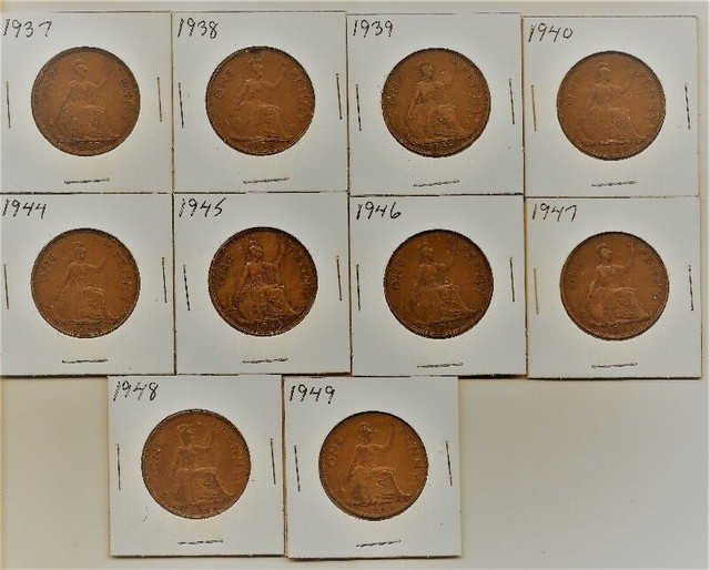 Great Britain  George VI large cent coin set 1937-1949 in Arts & Collectibles in Chatham-Kent