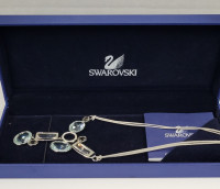 Swarovski Crystal Blue Corded Gemstone  Asymmetrical Necklace