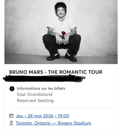 Bruno Mars Tickets for sale Toronto concert, View more