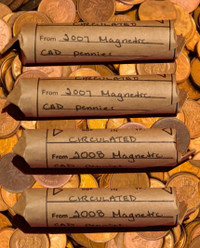 Assorted Roll of Circulated MAGNETIC Canadian Pennies by Year