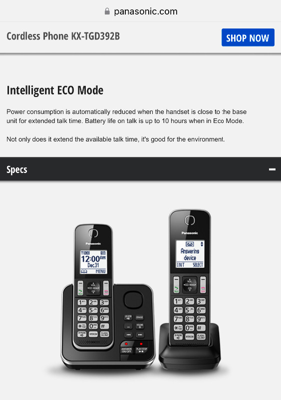 Panasonic Cordless Phone Answering System 02 Handsets 02 Bases I dans Téléphones résidentiels et répondeurs  à Ville de Montréal - Image 2