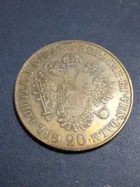 1847C Austria 20 Kreuzer Ferdinand I .583 silver coin KM #2208