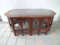 CARVED ROSEWOOD SHEESHAM  COFFEE AND END TABLE