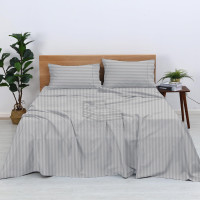 King size sheets set, egyptian cotton, 4pc. grey stripe NEW