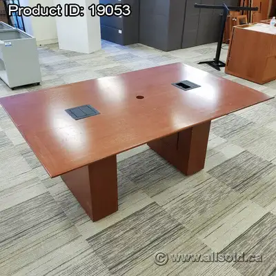 72" Medium Maple Boardroom Meeting Table with Power Connectivity, View more