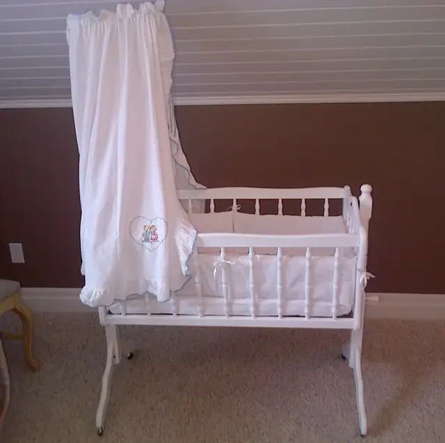 Vintage Baby Cradle with Bedding in Cribs in Trenton - Image 2