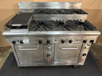 Quest 48" Gas Range with 6 Burners, 12" Charbroiler and Ovens