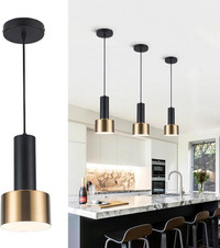 NEW: Black Gold Pendant Hanging Lights, 1 Light