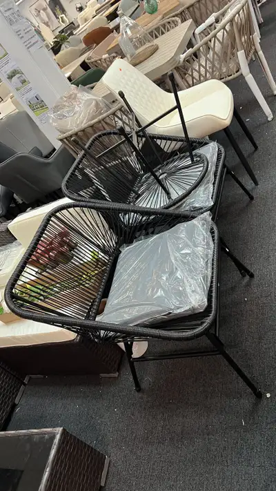  3 Piece Bistro Set, Wicker Outdoor Patio Furniture Set with Gla, View more