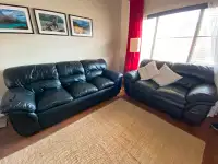 Leather sofa, love seat and armchair