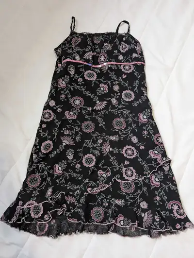 Girls Size 10-12 Floral Black Mini Dress , View more