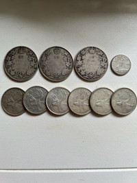 Silver coins Canada 50 cent quarter dime