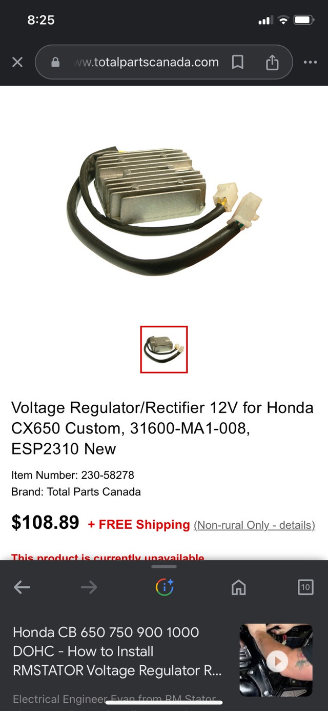 Honda gl500/650 regulator in Motorcycle Parts & Accessories in Saint John - Image 2