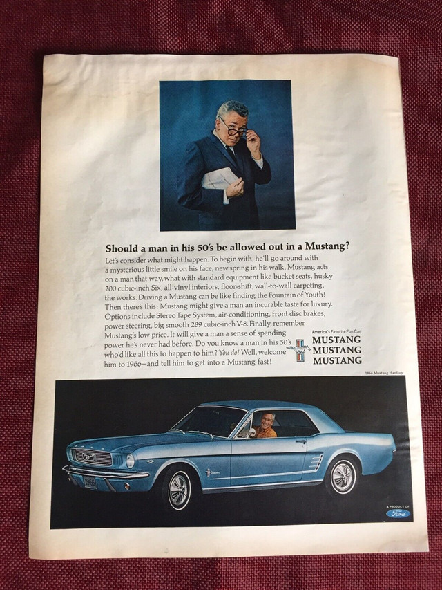 1966 Ford Mustang Original Ad in Arts & Collectibles in North Bay
