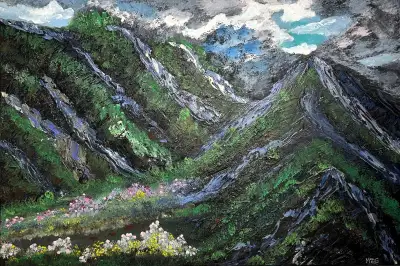"Between Storm And Bloom" Oil/Acrylic Painting 30 x 20 inches, View more