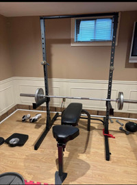 Home Gym - Power Squat Rack Bench Olympic Weights Barbell