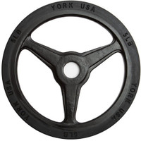 York 5lb Olympic Grip Rubber Bumper Plate Milled Black