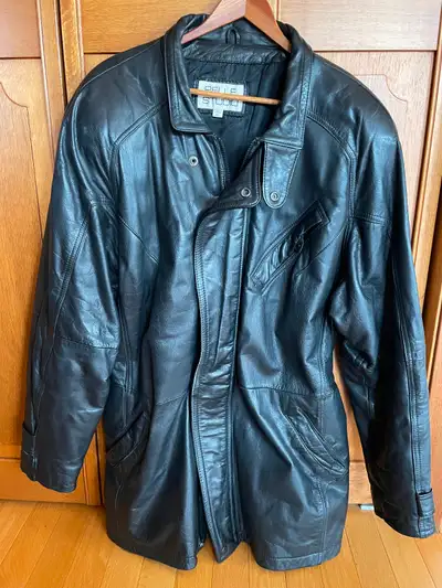 Men’s black leather jacket, View more