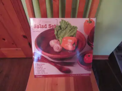 SALAD BOWL SET - HARDWOOD - NEW IN BOX!!!   REDUCED!!!!, View more