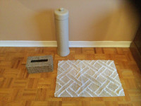 Toilet roll storage, tissue box cover & small carpet