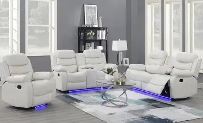 Reclining Living Room Set Black & White , View more