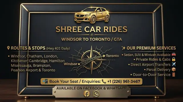 Rides Windsor YYZ AIRPORT PRIVATE SHUTTLE 