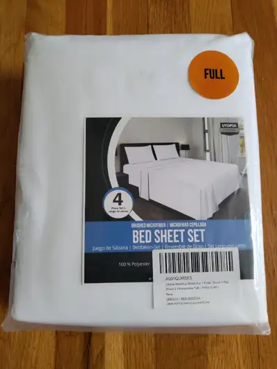 New Utopia Bedding Brushed Microfiber Bed Sheets set for sale. Size: Full Color: White Including 4 p...