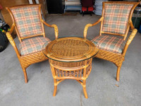 Vintage Wicker Chairs and Table Set