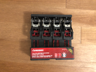 Husky 1-inch x 12 ft. Ratchet Tie-Down (4-Pack) Brand New