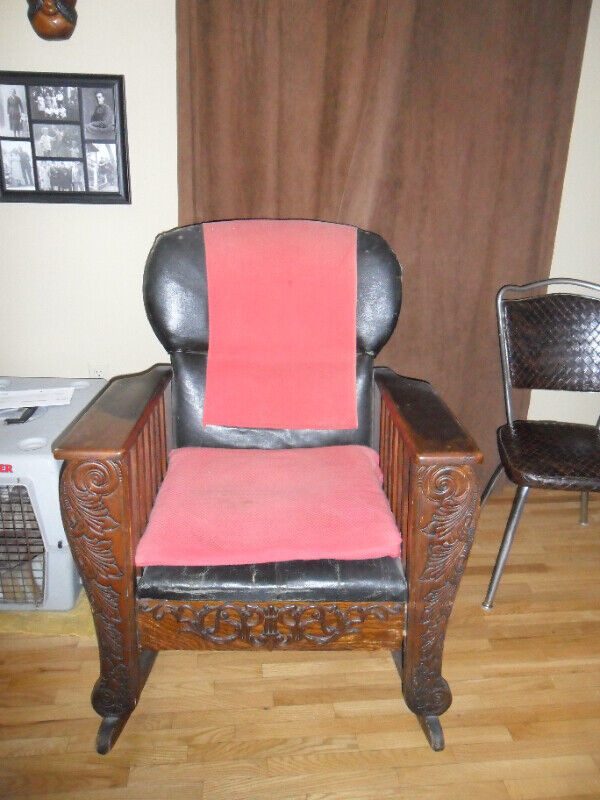 Large, Antique, Wooden Rocking Chair in Chairs & Recliners in Belleville