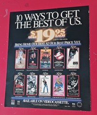 VINTAGE 1987 AD FOR CLASSIC HOME VIDEO MOVIES - RETRO FILMS VHS