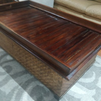 Genuine Rattan Coffee Table with XL Wood Tray