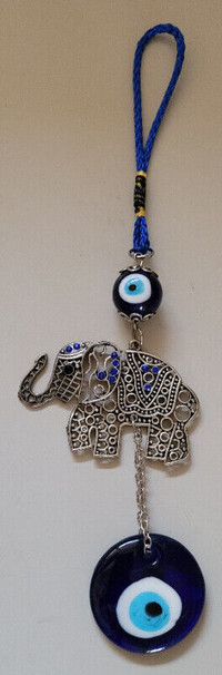 Blown Glass Evil Eye Elephant Wall Hanging Pendant