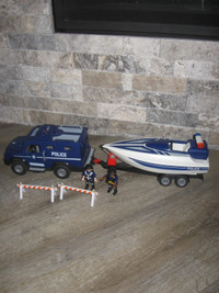 Playmobil Police Speed Boat Truck Jeep Car 4x4 + Trailer Lot