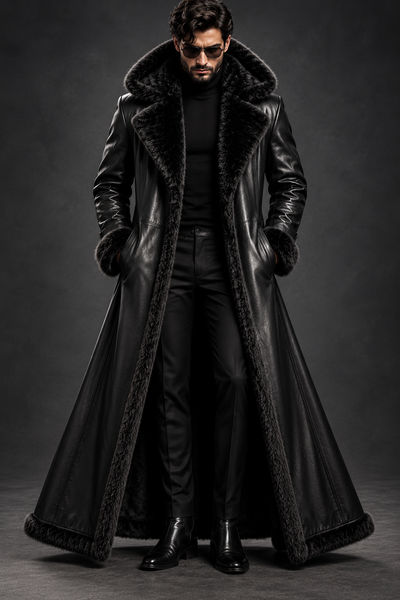 Mens Leather Trench coat, View more