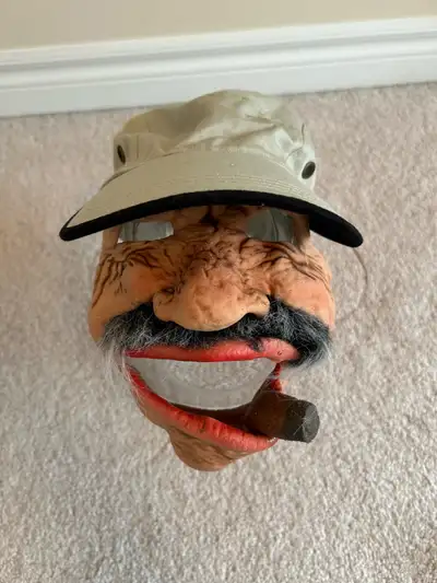 Hat with attached latex mask, old man with moustache and cigar Pick up Stouffville/Markham