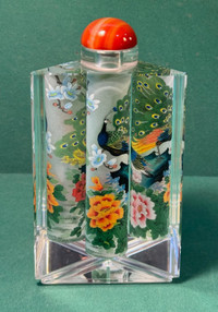 Chinese Reverse Painted Crystal Snuff Bottles - Peacock