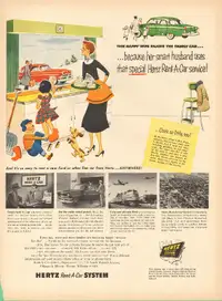 1954 magazine ad for Hertz Rent-A-Car