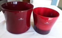 2 pots rouge en céramique glace