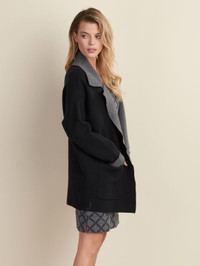 New ONLY Lady Women Contrast Collar Dark Grey Wool Coat