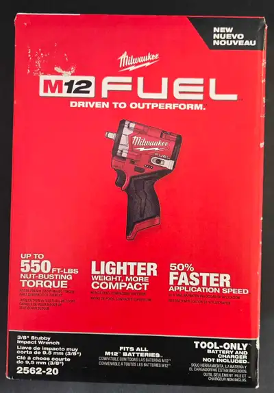 Milwaukee 2562-20 3/8" Stubby Impact Wrench, View more