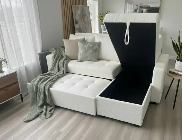 PRE ORDERS !! L-Shape Sofa Bed with Storage Chaise - Convertible in Couches & Futons in Burnaby/New Westminster - Image 6