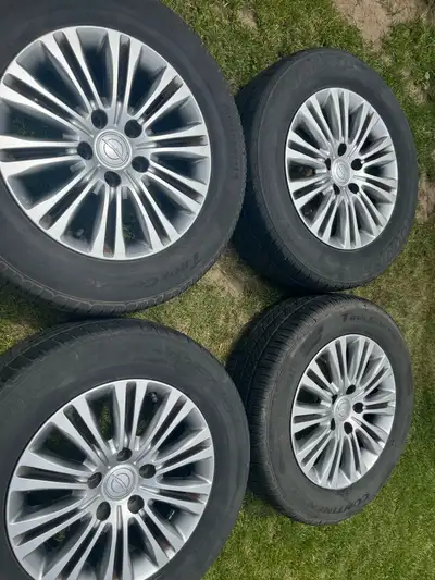 Size: 17x6.5J Tire size: 225/65/R17 Offset: 40 Centre bore: 71.5mm Bolt pattern: 5x127 Off of a 2015...
