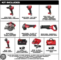 Kit 7 outils neufs Milwaukee M18 Fuel Brushless 3697-27 
