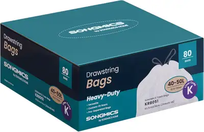 SONGMICS 13-Gallon Heavy-Duty Trash Bags – Cream White, View more