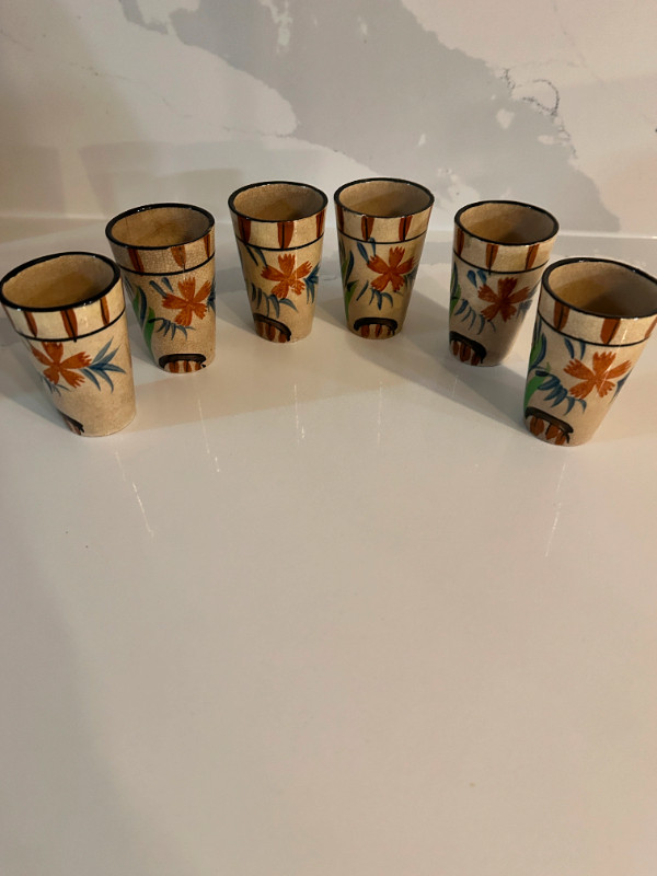 6- Handpainted Ceramic Shot Glasses  in Kitchen & Dining Wares in Barrie - Image 2
